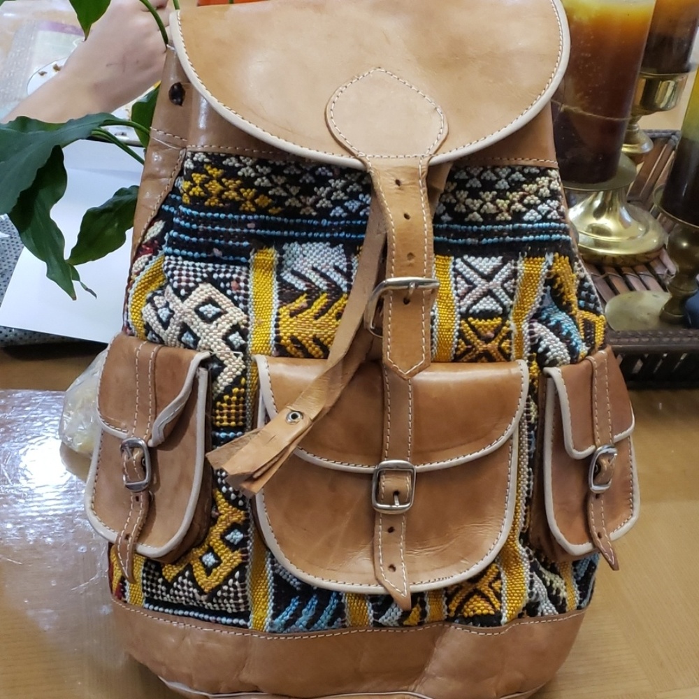 Leather backpack